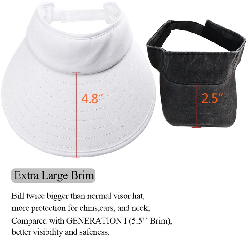 CAMOLAND Sun Visor Hats Women Large Brim Summer UV Protection Beach Cap White - Image 4